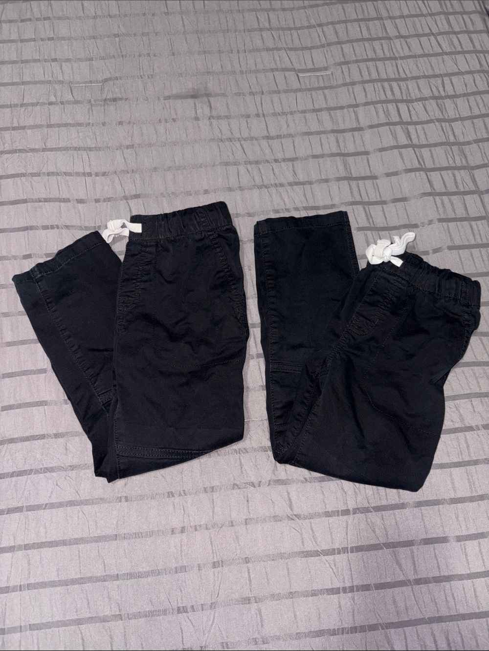 2 pairs Cat & Jack Black Jogger Pants with White Drawstrings - Twin Pair